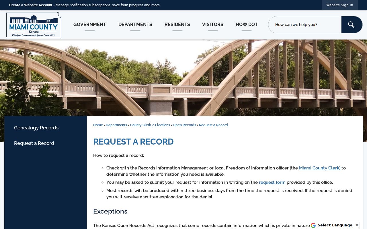 Miami County official records request instructions