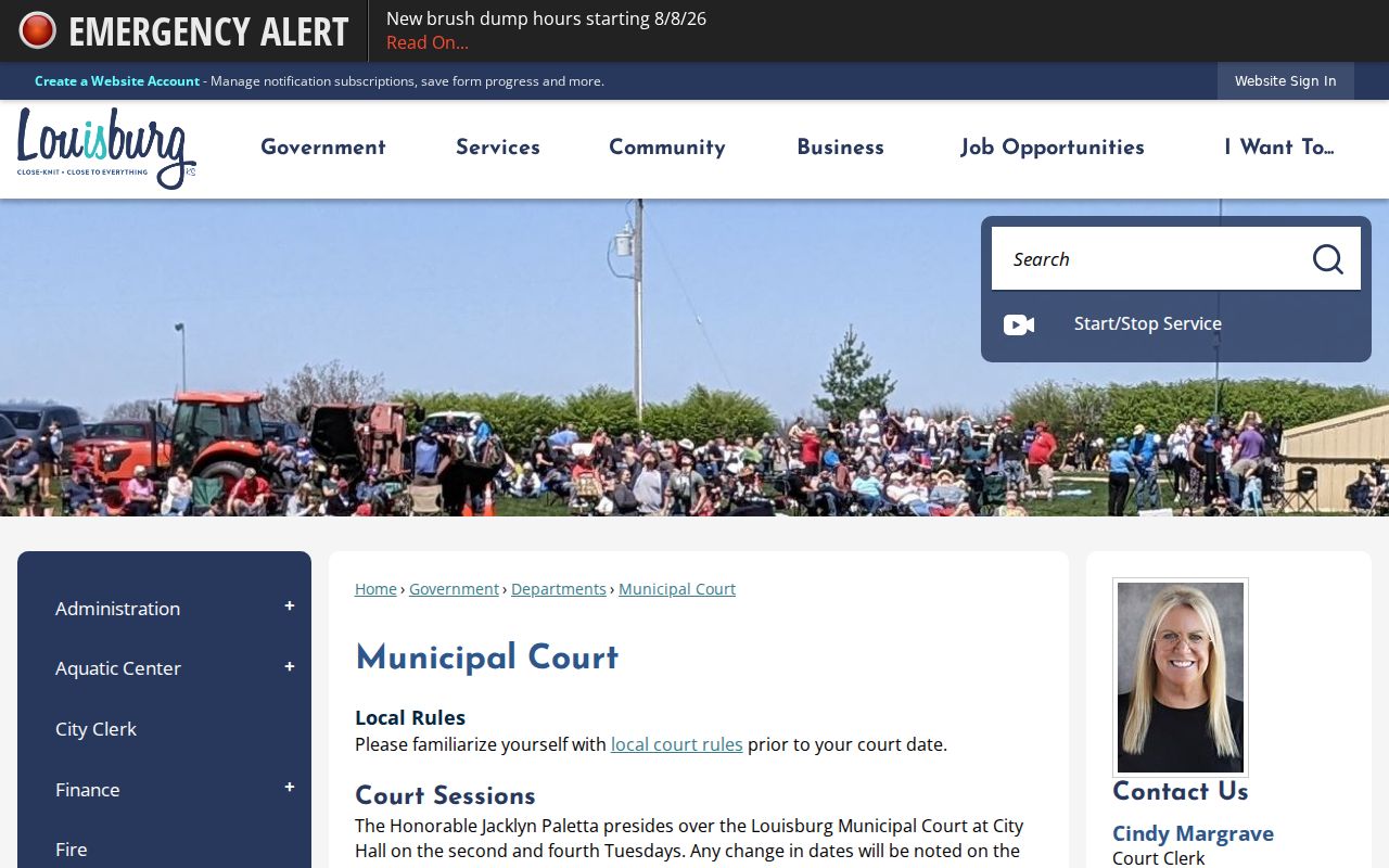 Louisburg court records municipal court information