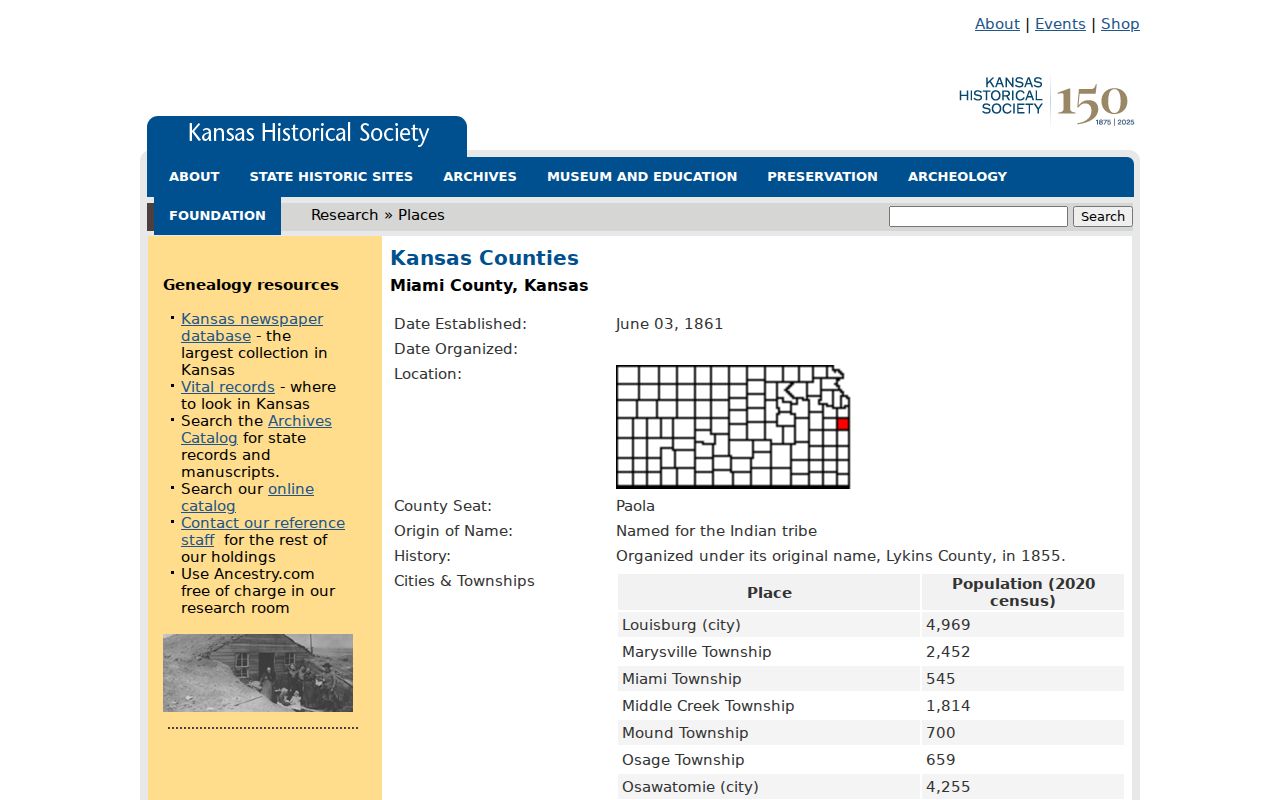 Miami County court docket historical county profile