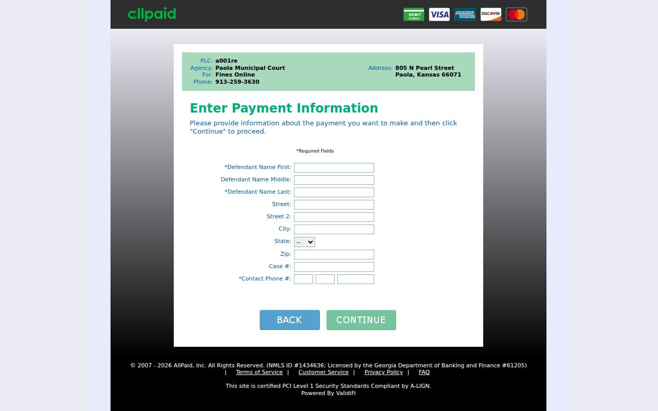 Paola court records GovPayNow payment route