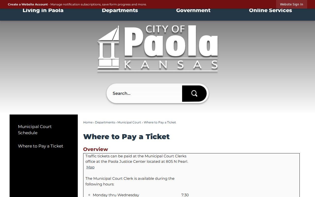 Paola court records ticket payment information