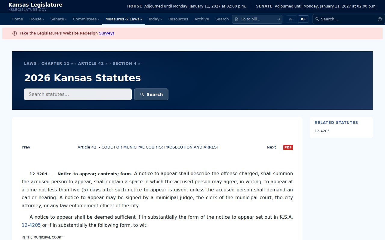 Miami County traffic court Kansas notice rule